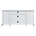 Tv Stand For Tv Up To 65In With 2 Tempered Glass Doors Adjustable Panels Open Style Cabinet, Sideboard For Living Room, White White Mdf