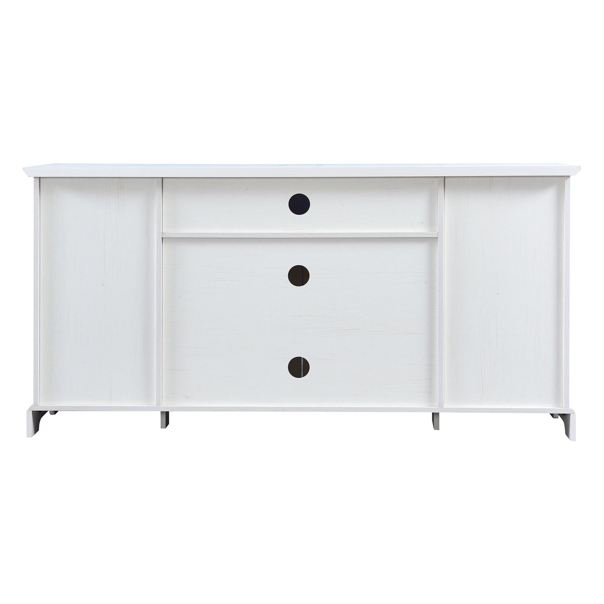 Tv Stand For Tv Up To 65In With 2 Tempered Glass Doors Adjustable Panels Open Style Cabinet, Sideboard For Living Room, White White Mdf