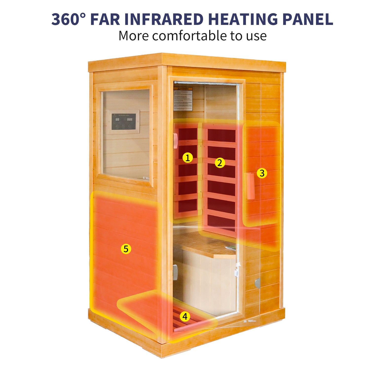 Infrared Sauna Room Single Room Natural Metal & Wood Solid Wood
