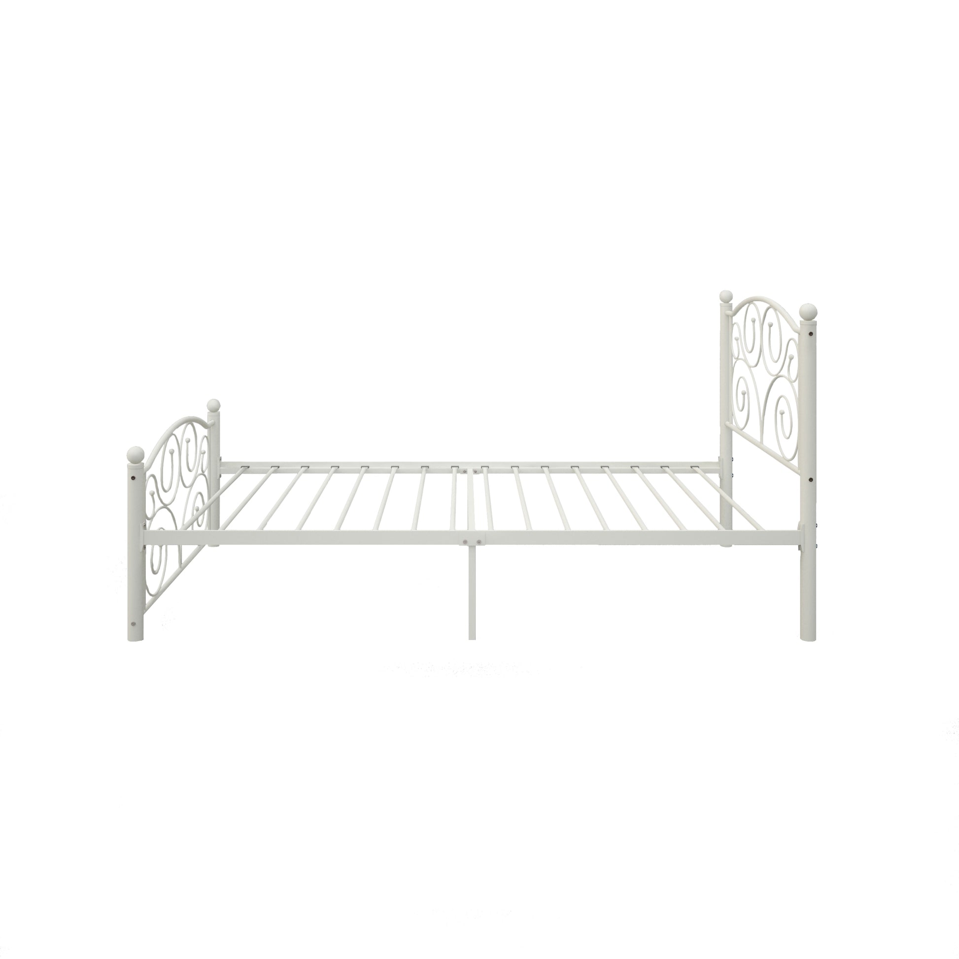 Twin Size Unique Flower Sturdy System Metal Bed Frame With Headboard And Footboard White Metal