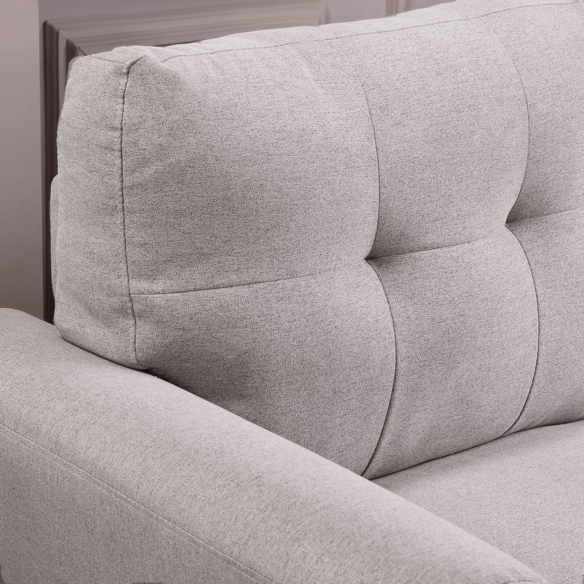 79.9" Modern Living Room Sofa Linen Upholstered Couch Furniture For Home Or Office ,Light Grey, 3 Seat,Old Sku:Wf288519Aar Light Grey Foam Linen 3 Seat