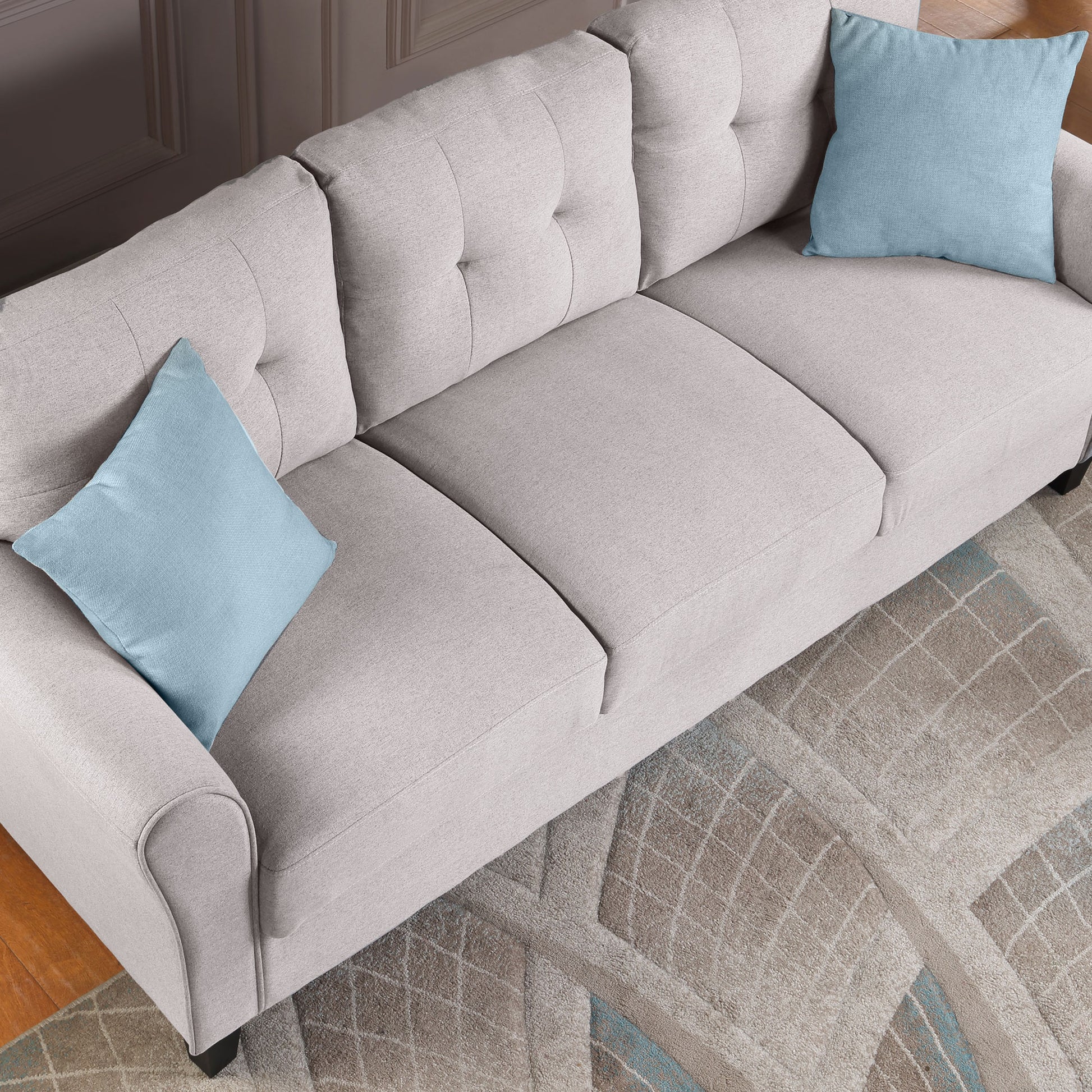 79.9" Modern Living Room Sofa Linen Upholstered Couch Furniture For Home Or Office ,Light Grey, 3 Seat,Old Sku:Wf288519Aar Light Grey Foam Linen 3 Seat