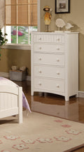 Contemporary White 1Pc Chest Of Drawers Plywood Pine Veneer Bedroom Furniture White White Drawer 5 Drawers & Above Bedroom Classic,Contemporary Rubberwood White Plywood