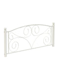 Full Size Unique Flower Sturdy System Metal Bed Frame With Headboard And Footboard White Metal