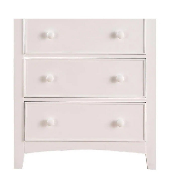 Contemporary White 1Pc Chest Of Drawers Plywood Pine Veneer Bedroom Furniture White White Drawer 5 Drawers & Above Bedroom Classic,Contemporary Rubberwood White Plywood