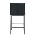 Cheap Modern Design High Counter Stool Metal Legs Kitchen Restaurant Black Pu Bar Chair Set Of 2 Black Pu Foam