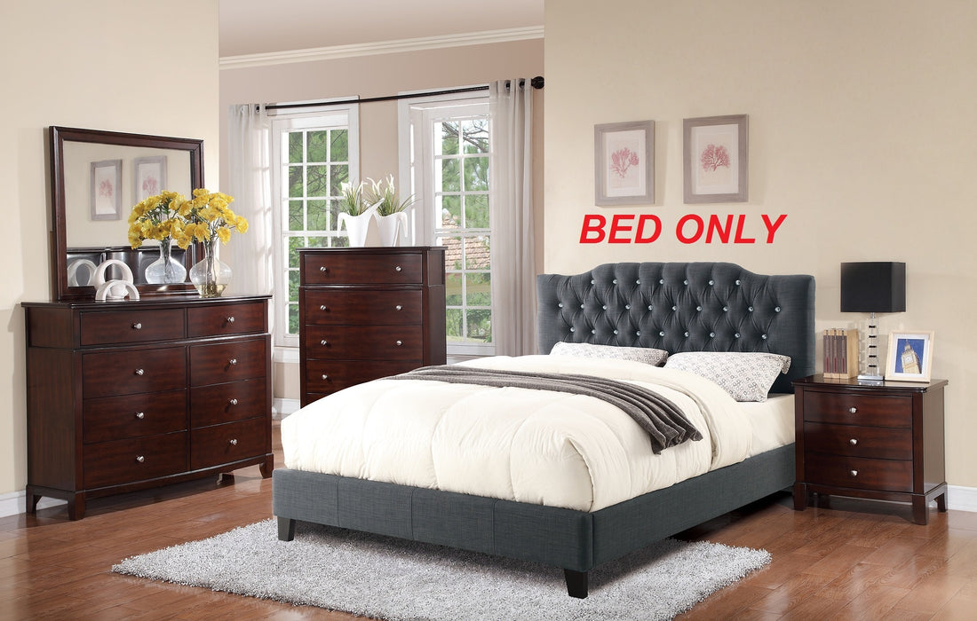 Modern Gorgeous Blue Grey Polyfiber Tufted Full Size Bed 1Pc Bedframe Upholstered Headboard Bedroom Furniture Wooden Plywood Full Grey Mix Wood Bedroom Modern,Transitional Poplar Bed Frame Plywood