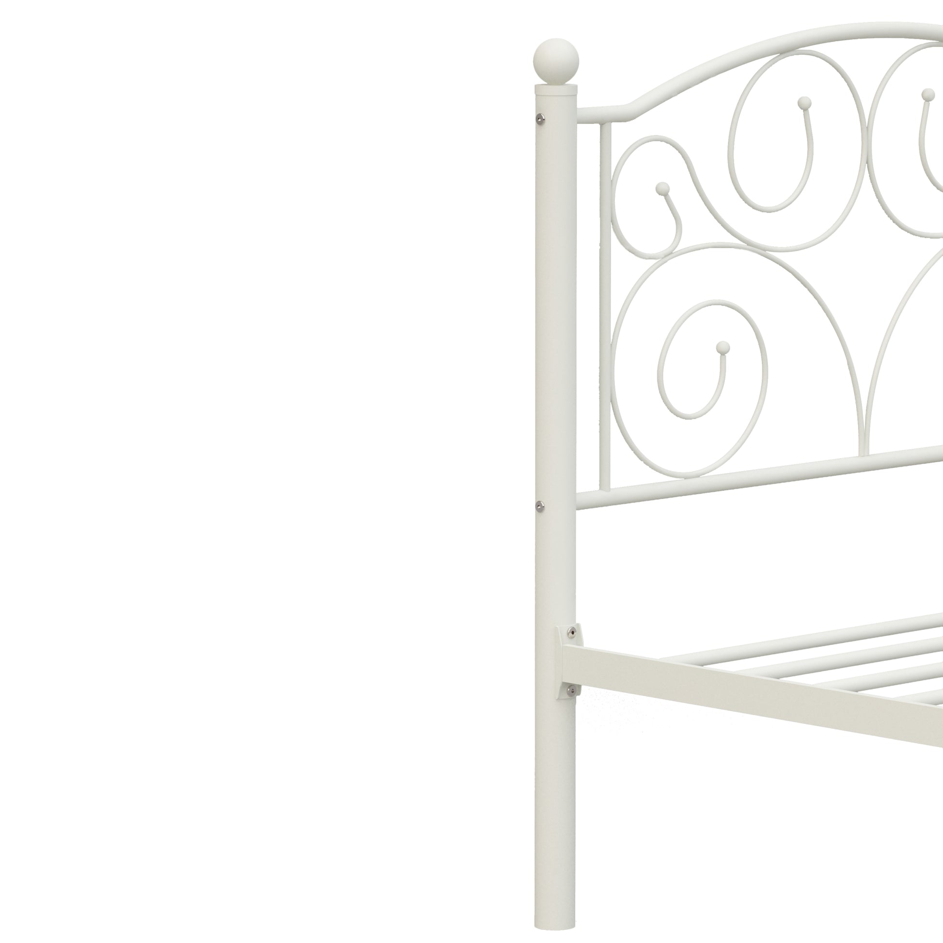 Twin Size Unique Flower Sturdy System Metal Bed Frame With Headboard And Footboard White Metal