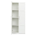 High Wardrobe And Kitchen Cabinet With 2 Doors And 3 Partitions To Separate 4 Storage Spaces,White White Mdf