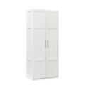 High Wardrobe And Kitchen Cabinet With 2 Doors And 3 Partitions To Separate 4 Storage Spaces,White White Mdf