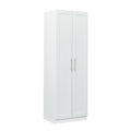 High Wardrobe And Kitchen Cabinet With 2 Doors And 3 Partitions To Separate 4 Storage Spaces, White White Mdf