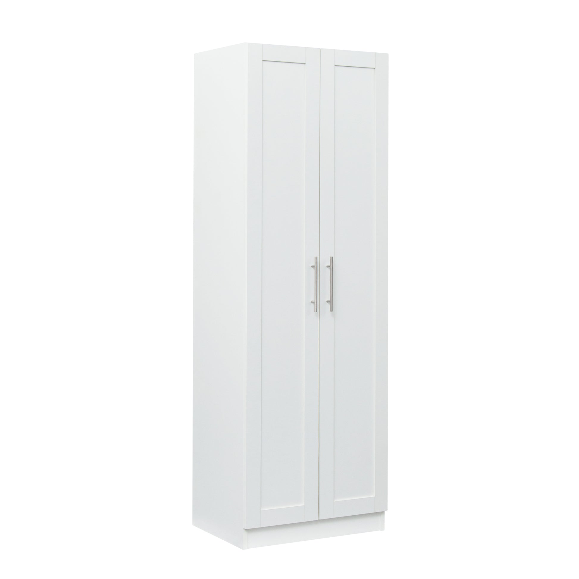 High Wardrobe And Kitchen Cabinet With 2 Doors And 3 Partitions To Separate 4 Storage Spaces, White White Mdf