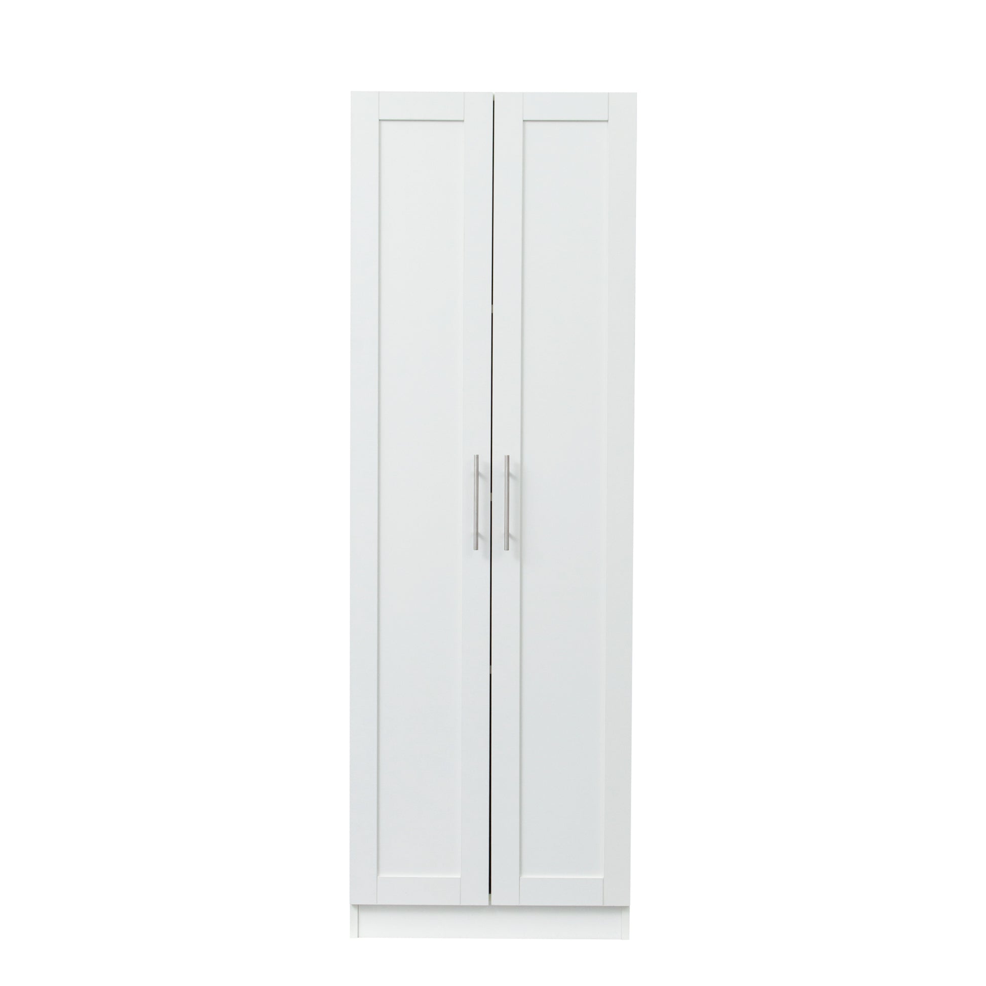 High Wardrobe And Kitchen Cabinet With 2 Doors And 3 Partitions To Separate 4 Storage Spaces, White White Mdf