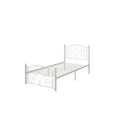 Twin Size Unique Flower Sturdy System Metal Bed Frame With Headboard And Footboard White Metal