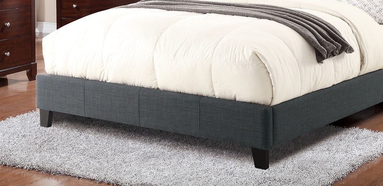 Modern Gorgeous Blue Grey Polyfiber Tufted Full Size Bed 1Pc Bedframe Upholstered Headboard Bedroom Furniture Wooden Plywood Full Grey Mix Wood Bedroom Modern,Transitional Poplar Bed Frame Plywood