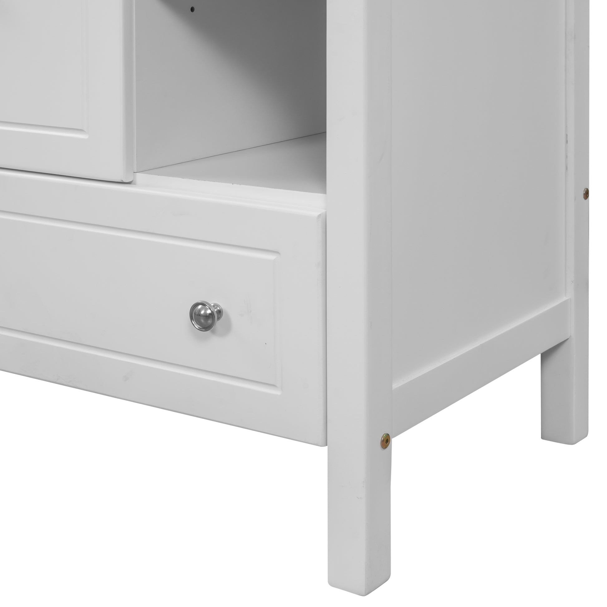 Video 30" Bathroom Vanity With Sink, Bathroom Storage Cabinet With Doors And Drawers, Solid Wood Frame, Ceramic Sink, White Old Sku:Jl000002Aak White Solid Wood