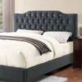 Modern Gorgeous Blue Grey Polyfiber Tufted Queen Size Bed 1Pc Bedframe Upholstered Headboard Bedroom Furniture Wooden Plywood Queen Grey Mix Wood Bedroom Contemporary,Modern,Transitional Poplar Bed Frame Plywood