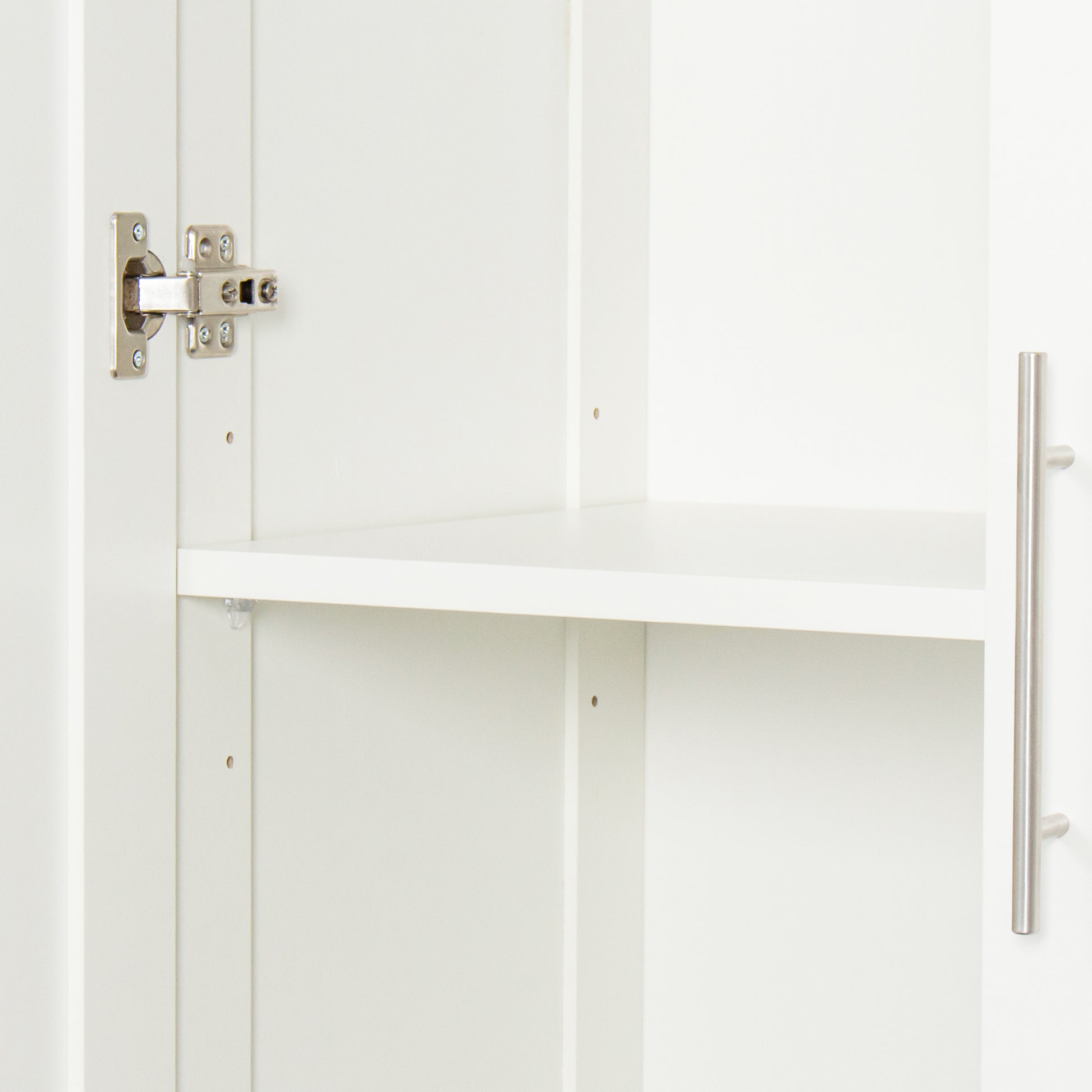 High Wardrobe And Kitchen Cabinet With 2 Doors And 3 Partitions To Separate 4 Storage Spaces,White White Mdf