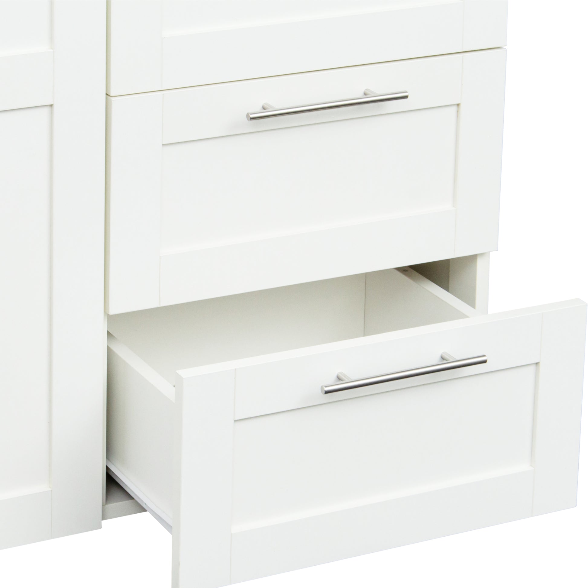 High Wardrobe And Kitchen Cabinet With 2 Doors, 2 Drawers And 5 Storage Spaces,White White Mdf