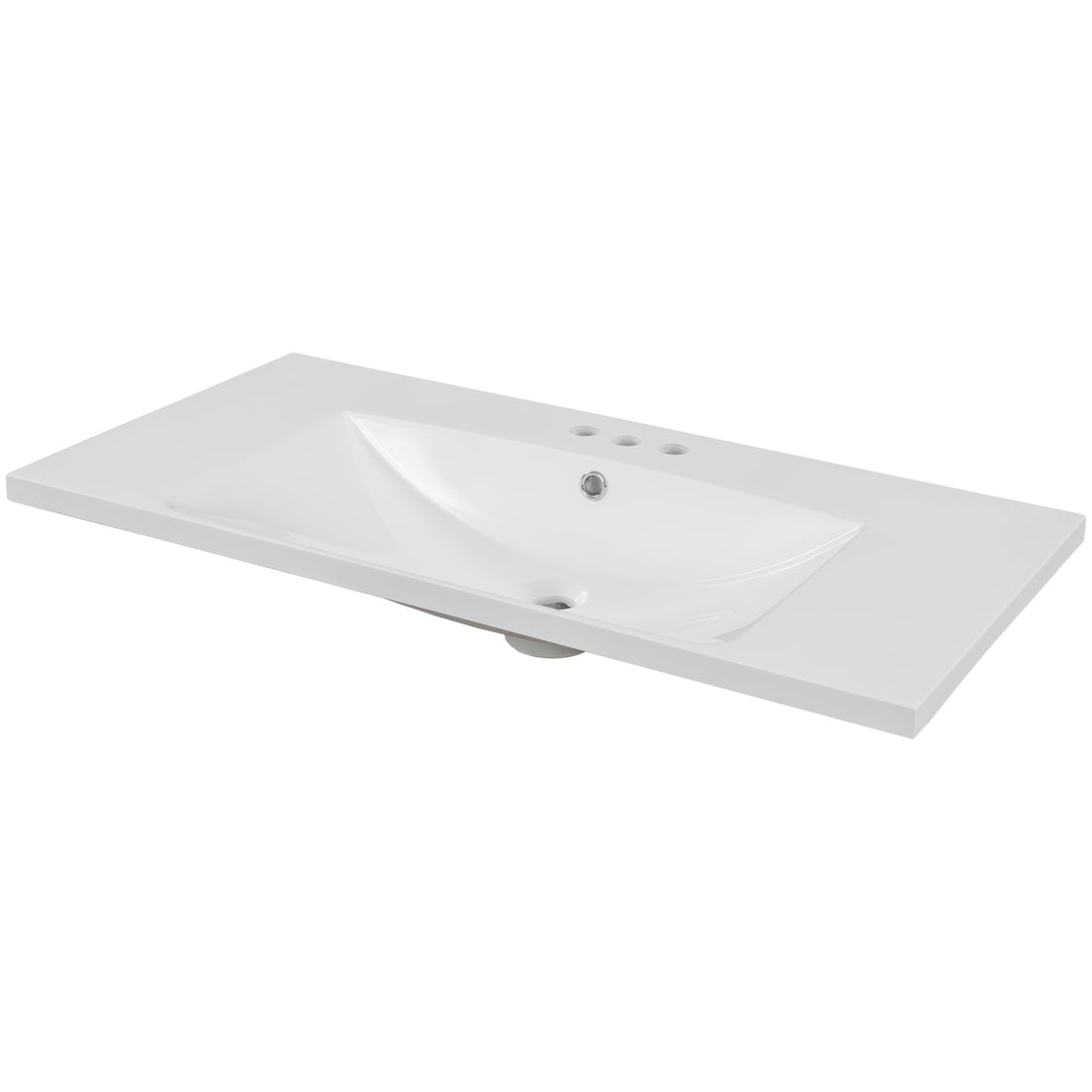 36" Single Bathroom Vanity Top With White Basin, 3 Faucet Holes, Ceramic, White White Ceramic