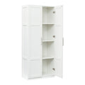 High Wardrobe And Kitchen Cabinet With 2 Doors And 3 Partitions To Separate 4 Storage Spaces,White White Mdf