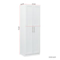 High Wardrobe And Kitchen Cabinet With 2 Doors And 3 Partitions To Separate 4 Storage Spaces, White White Mdf