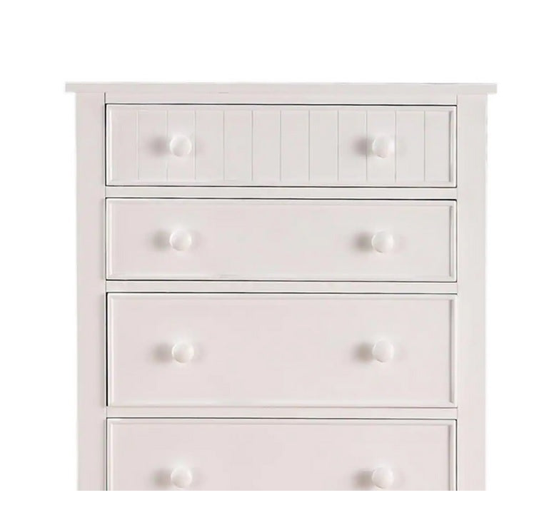 Contemporary White 1Pc Chest Of Drawers Plywood Pine Veneer Bedroom Furniture White White Drawer 5 Drawers & Above Bedroom Classic,Contemporary Rubberwood White Plywood