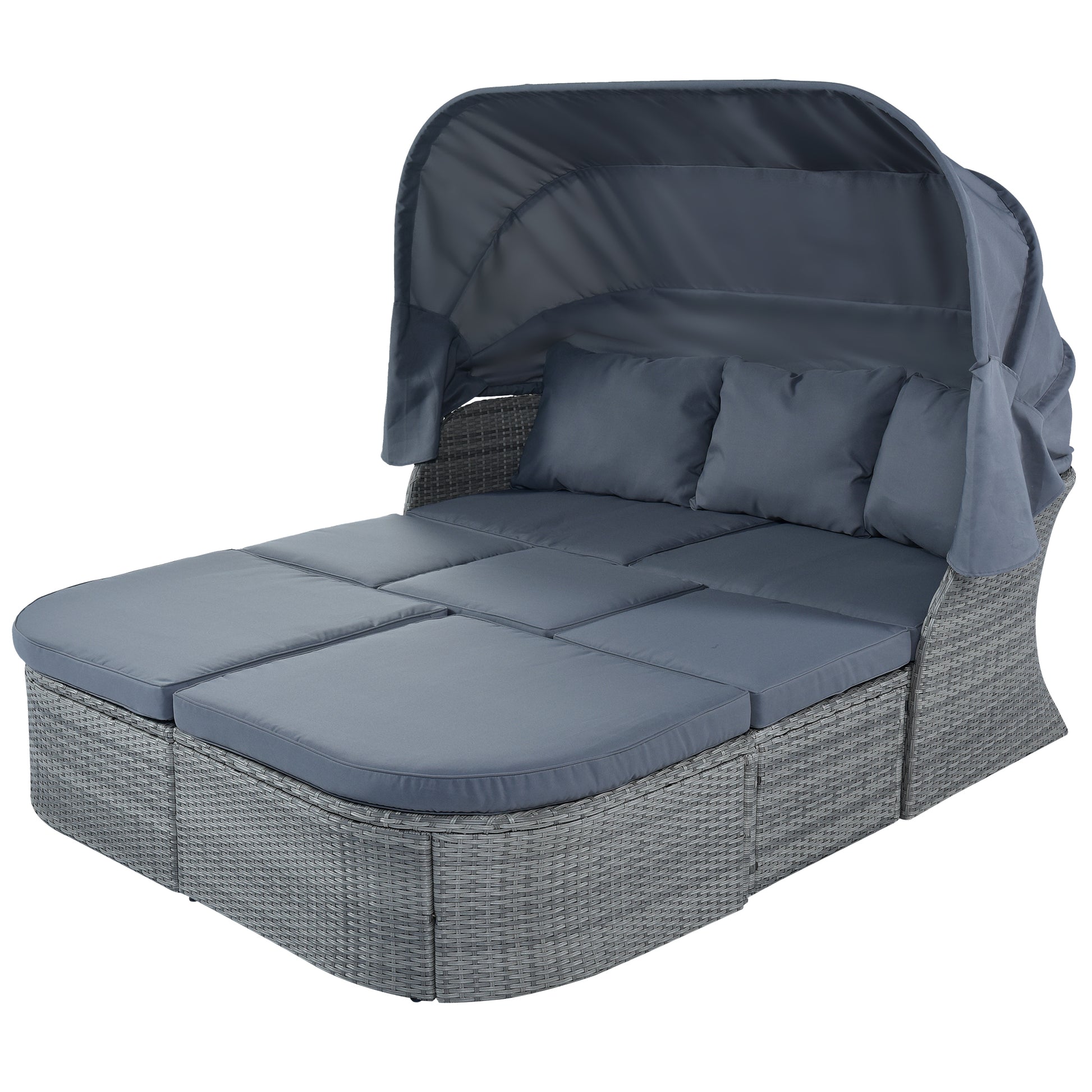 Outdoor Patio Furniture Set Daybed Sunbed With Retractable Canopy Conversation Set Wicker Furniture As Same As Wy000281Aae Gray Rattan