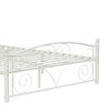 Full Size Unique Flower Sturdy System Metal Bed Frame With Headboard And Footboard White Metal
