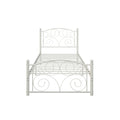 Twin Size Unique Flower Sturdy System Metal Bed Frame With Headboard And Footboard White Metal