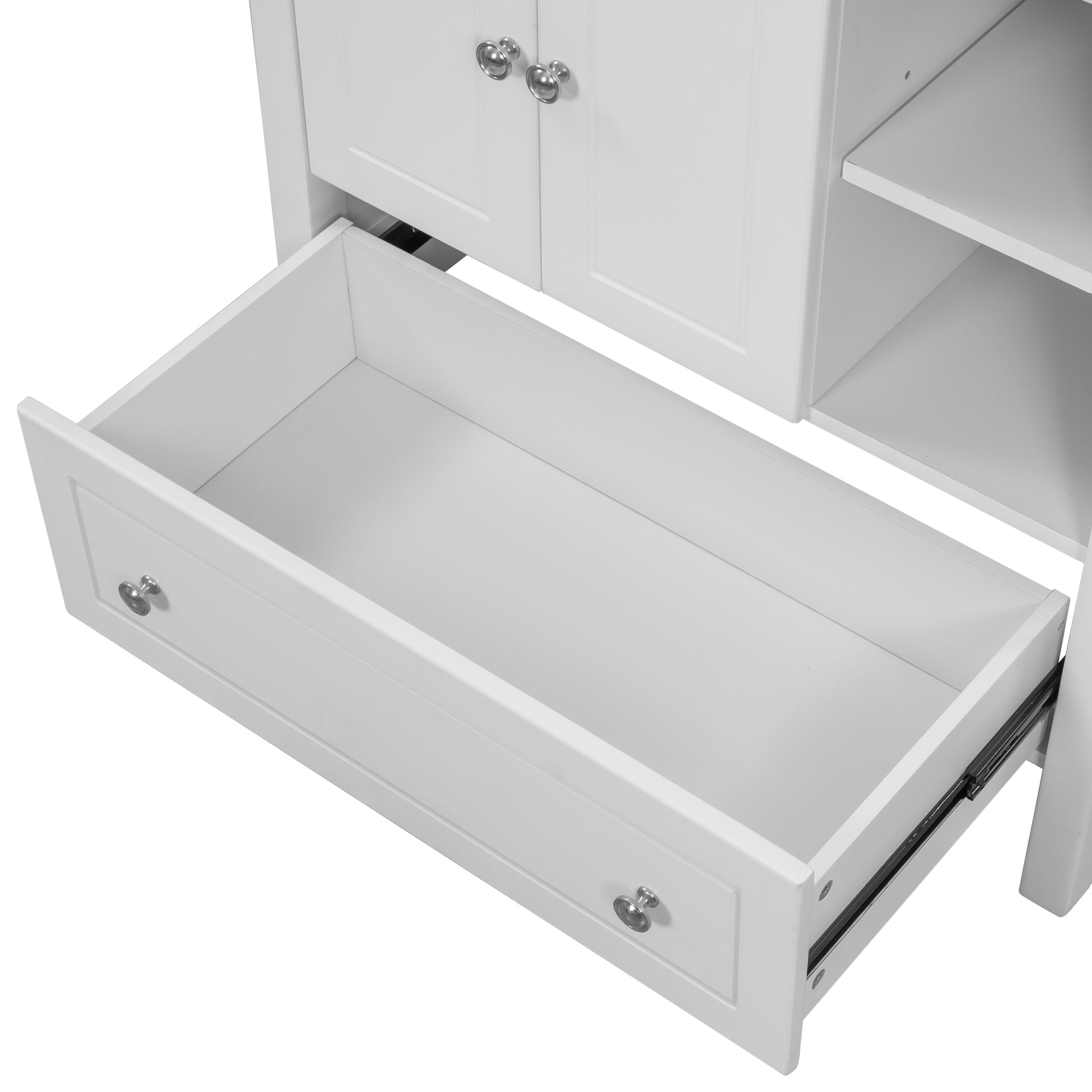 Video 30" Bathroom Vanity With Sink, Bathroom Storage Cabinet With Doors And Drawers, Solid Wood Frame, Ceramic Sink, White Old Sku:Jl000002Aak White Solid Wood