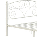 Queen Size Unique Flower Sturdy System Metal Bed Frame With Headboard And Footboard White Metal
