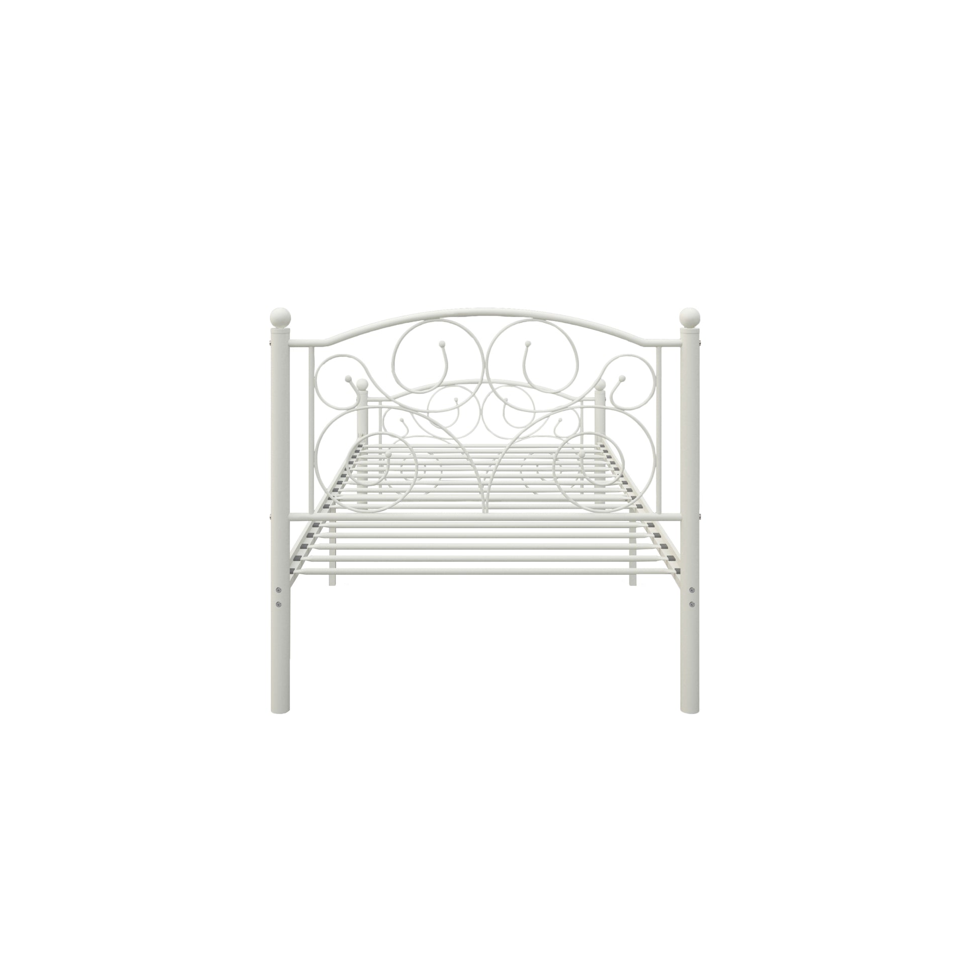 Twin Size Unique Flower Sturdy System Metal Bed Frame With Headboard And Footboard White Metal