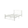 Full Size Unique Flower Sturdy System Metal Bed Frame With Headboard And Footboard White Metal