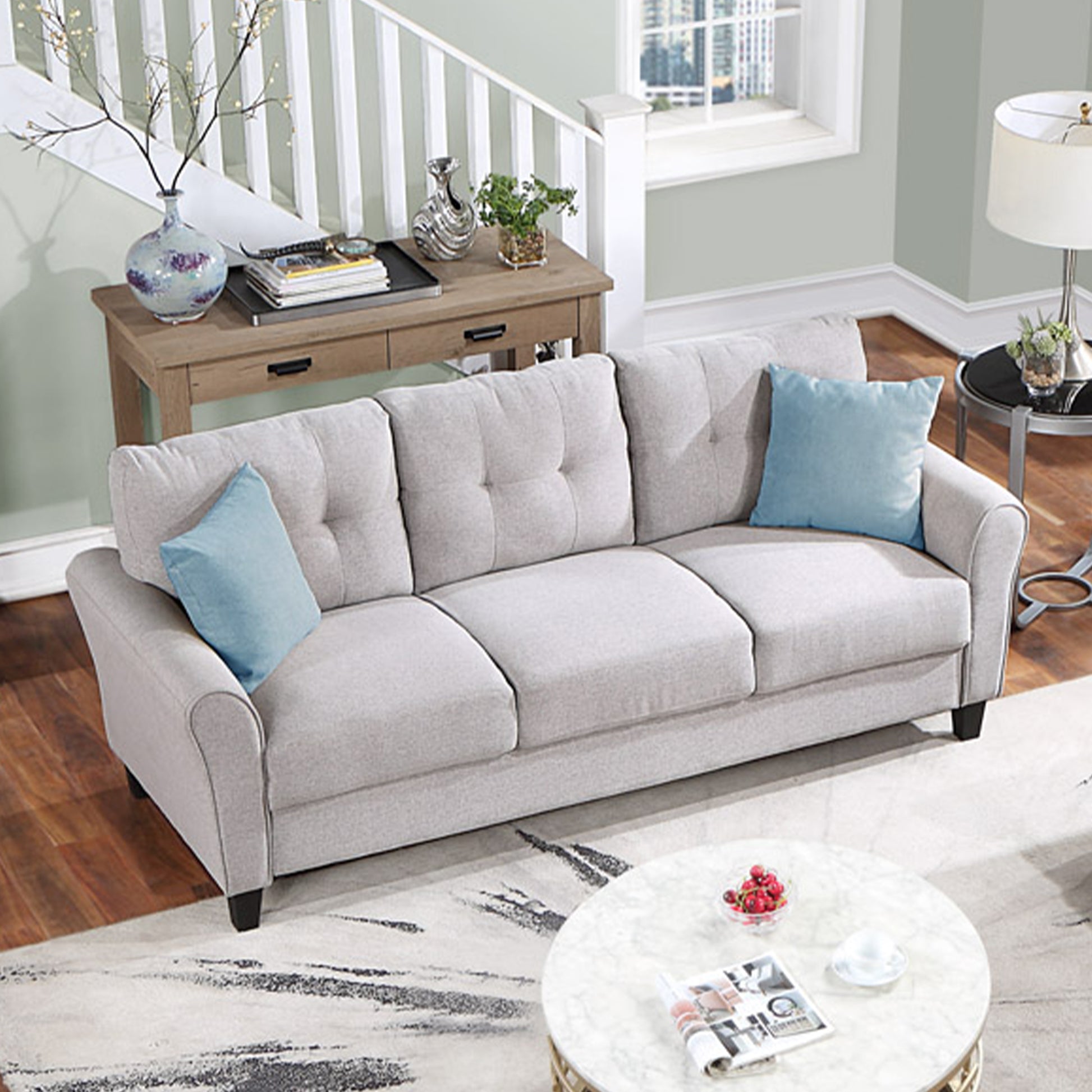 Modern Living Room Sofa Set Linen Upholstered Couch Furniture For Home Or Office ,Light Grey, 2 3 Seat,Old Sku:Sg000367Aaa Light Grey Foam Linen