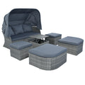 Outdoor Patio Furniture Set Daybed Sunbed With Retractable Canopy Conversation Set Wicker Furniture As Same As Wy000281Aae Gray Rattan