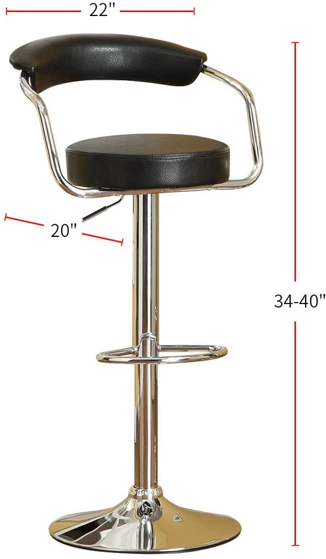 Contemporary Style Black Bar Stool Counter Height Chairs Set Of 2 Adjustable Swivel Kitchen Island Stools Black Dining Room Classic,Contemporary,Modern Fabric