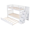 Twin Over Twin Full Bunk Bed With Twin Size Trundle White Old Sku :Lp000025Aak White Solid Wood