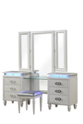 Passion Queen 5 Pc Vanity Led Bedroom Set Made With Wood In Milky White White Bedroom Modern Wood