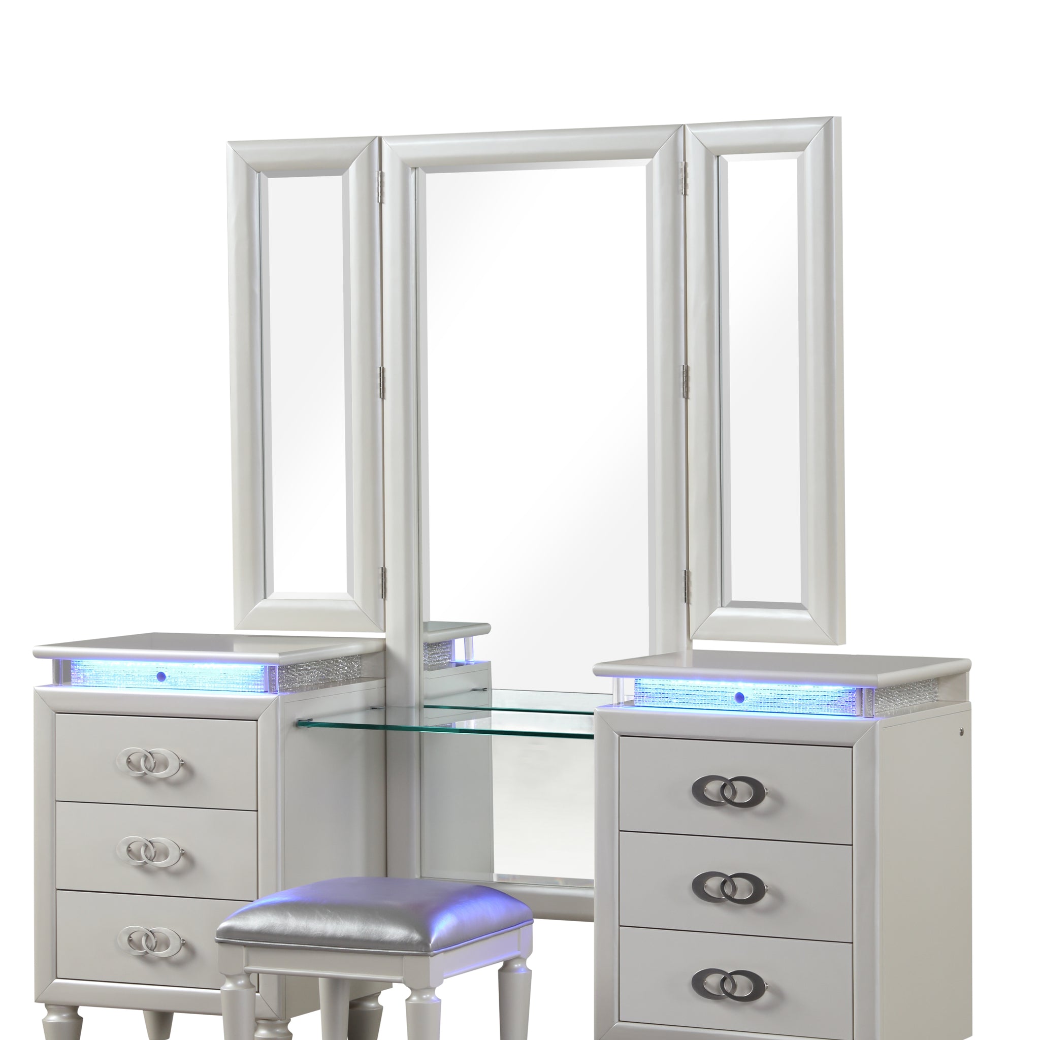 Passion Led Vanity Set Made With Wood In Milky White White Bedroom Modern Wood