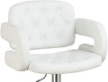 Classic Armrest Tufted White Faux Leather Upholstered Faux Leather Barstool Chair Adjustable Height Swivel Kitchen Stools 1Pc Chair White Dining Room Classic,Contemporary,Modern Fabric