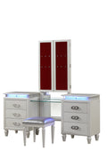 Passion Queen 5 Pc Vanity Led Bedroom Set Made With Wood In Milky White White Bedroom Modern Wood