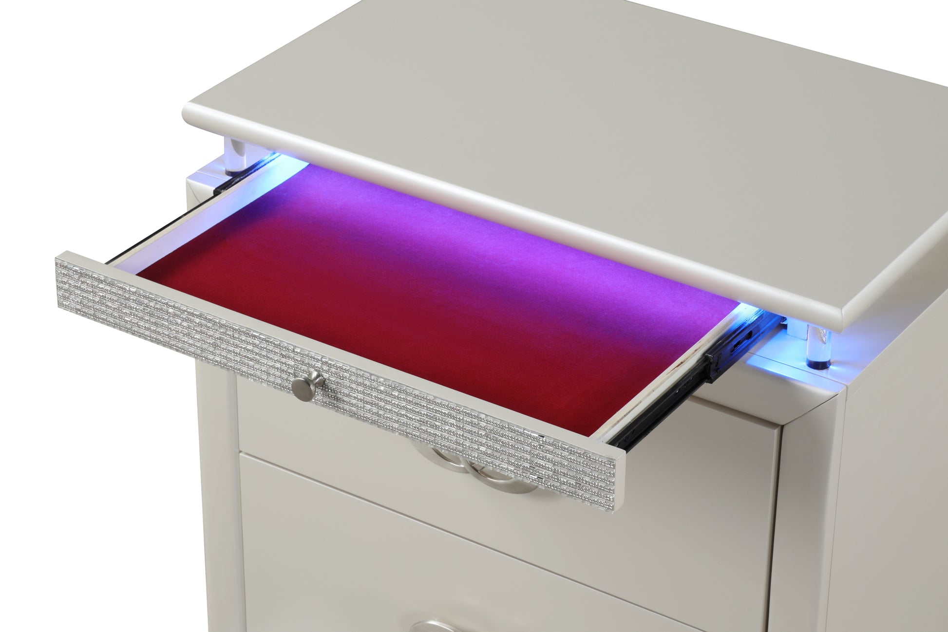 Perla King 4 Pc Led Bedroom Set Made With Wood In Milky White Box Spring Not Required King White Wood 4 Piece Set Bedroom Bed Included,Dresser Included,Mirror Included,Nightstand Included Contemporary,Modern Solid Wood Mdf Built In Lighting Wood