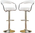 Contemporary Style White Color Bar Stool Counter Height Chairs Set Of 2 Adjustable Swivel Kitchen Island Stools White Dining Room Classic,Contemporary Fabric