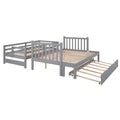 Twin Over Twin Full Bunk Bed With Twin Size Trundle Gray Old Sku :Lp000025Aae Gray Solid Wood