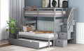 Twin Over Twin Full Bunk Bed With Twin Size Trundle Gray Old Sku :Lp000025Aae Gray Solid Wood