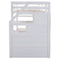 Twin Over Twin Bunk Bed With Twin Size Trundle And 3 Storage Stairs,White Old Sku :Lp000064Aak White Solid Wood