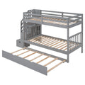 Twin Over Twin Full Bunk Bed With Twin Size Trundle Gray Old Sku :Lp000025Aae Gray Solid Wood