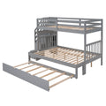 Twin Over Twin Full Bunk Bed With Twin Size Trundle Gray Old Sku :Lp000025Aae Gray Solid Wood