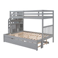 Twin Over Twin Full Bunk Bed With Twin Size Trundle Gray Old Sku :Lp000025Aae Gray Solid Wood